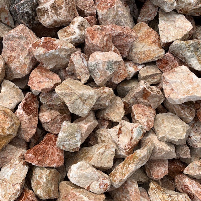 Gabionenstein Kalkstein Vanilla-Red 60-120 mm creme-rötlich Detail 1