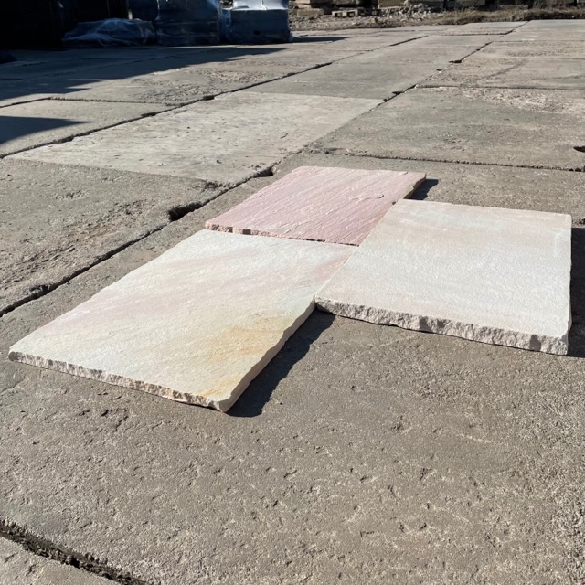 SONDERSALE Quarzit Terrassenplatte Rosa Bahia 60x40x2,5-4 cm rosé-gelb-bunt Detail 3