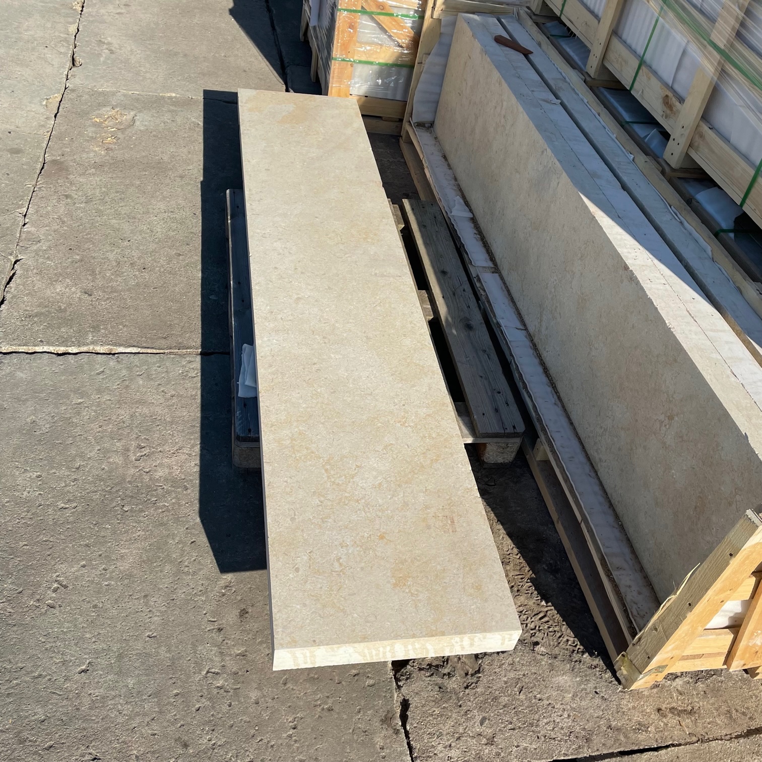 Kalkstein Sichtschutzstele Catrina 8x50x250 cm gelblich-cremebeige Detail 1