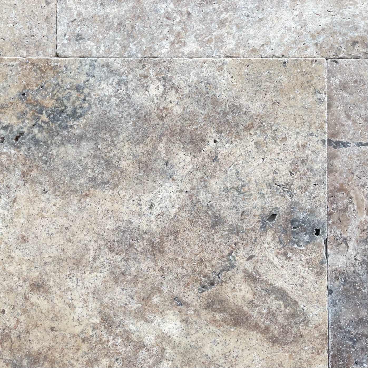 Travertin Terrassenplatte Adana 60x40x3 cm silbergrau