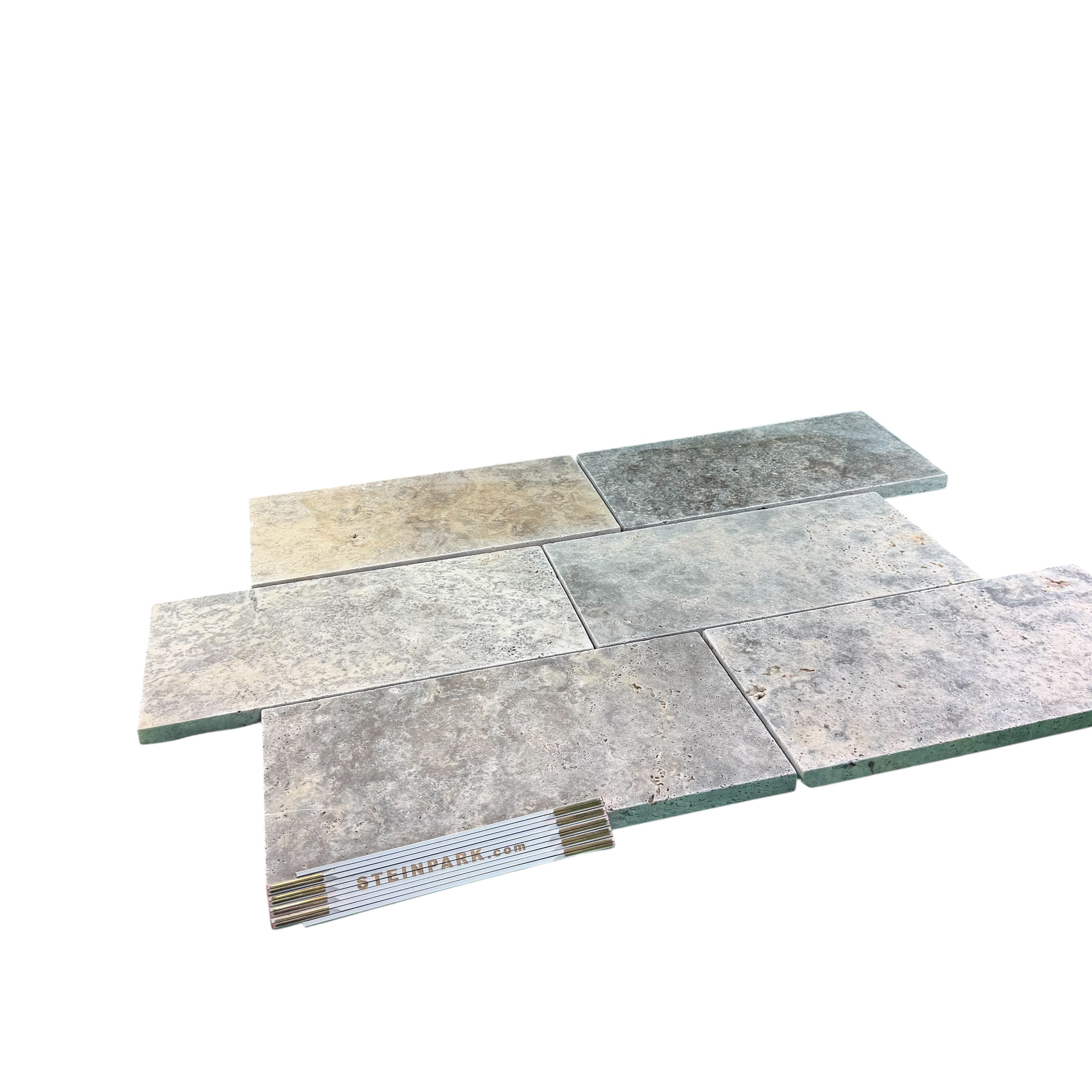 Travertin Wandverblender Adana 40x20x2 cm silbergrau