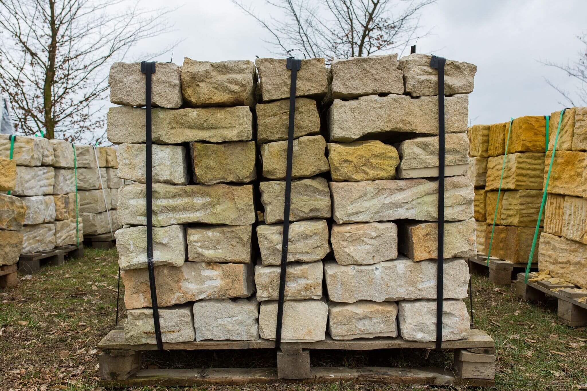 Sand Mauerstein 10x20x40 cm gelblich-grau Detail 2