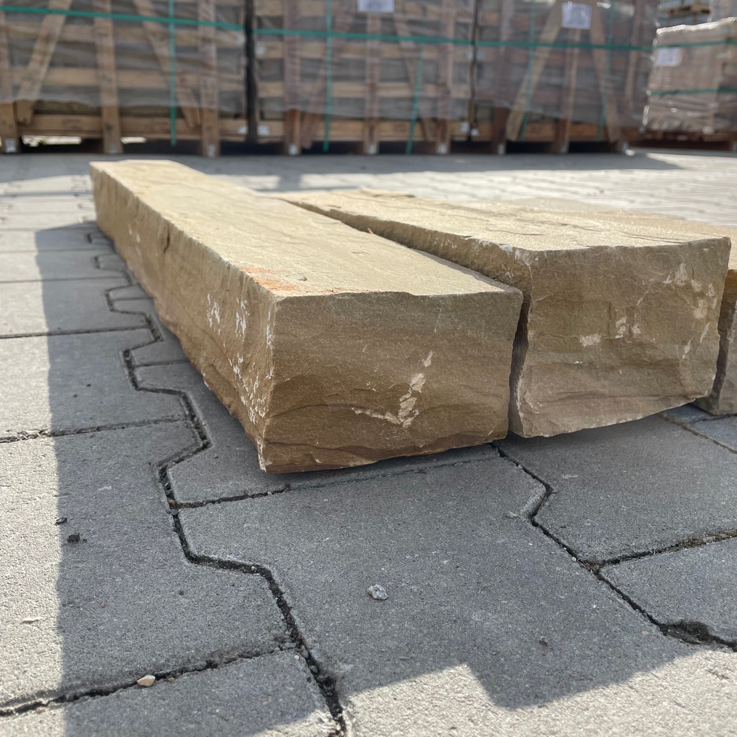 Quarz-Sandstein Kantenstein Toskana 8x12x100 cm gelblich-rötlich-beige-bunt