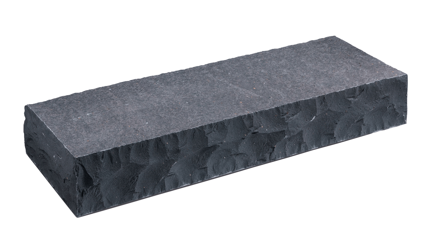 Basalt Blockstufe 15x35x100 cm anthrazit bossiert Basalt Blockstufe 15x35x100 cm anthrazit bossiert