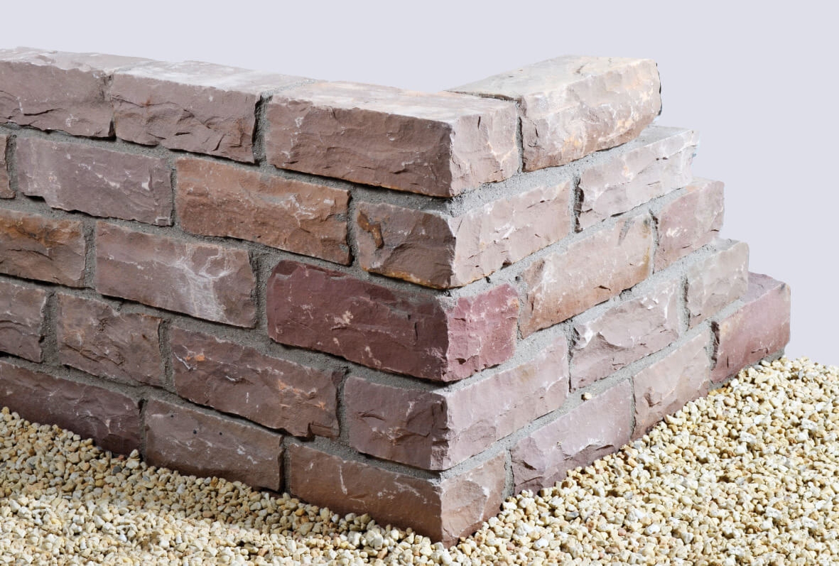 Quarzsand Mauerstein 14x16x35 cm rot-braun