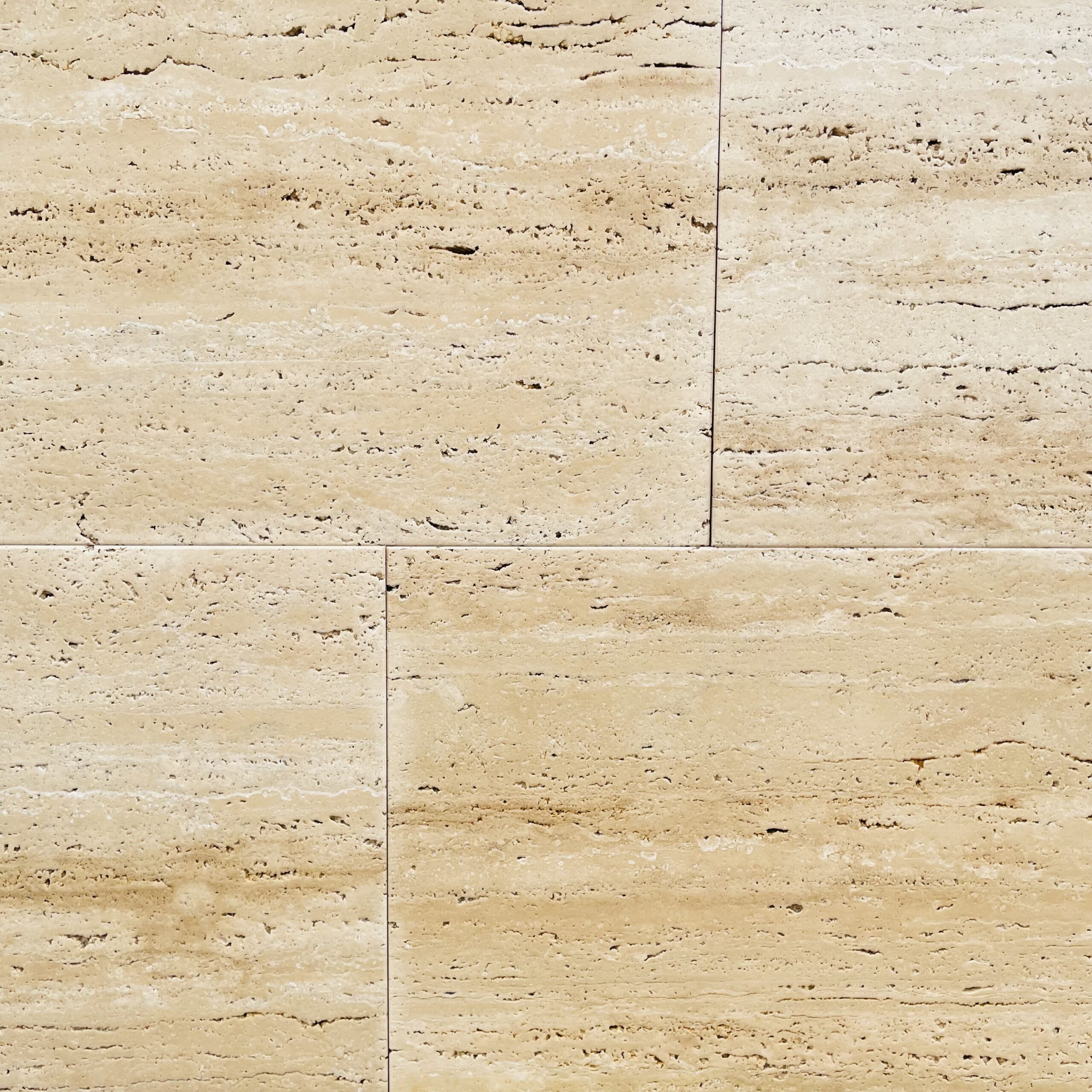 Travertin Terrassenplatte Crema liniert 80x40x3 cm, creme-beige