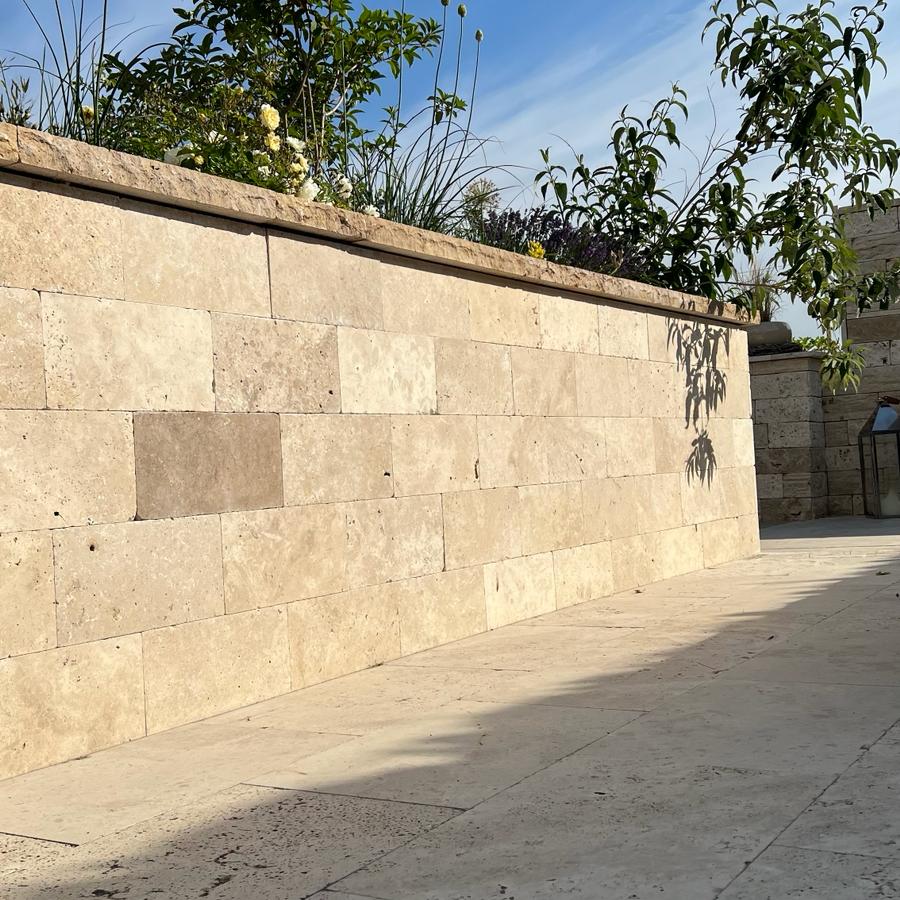 Travertin Terrassenplatte Crema 40x20x3 cm creme-beige Travertin Terrassenplatte Crema 40x20x3 cm creme-beige