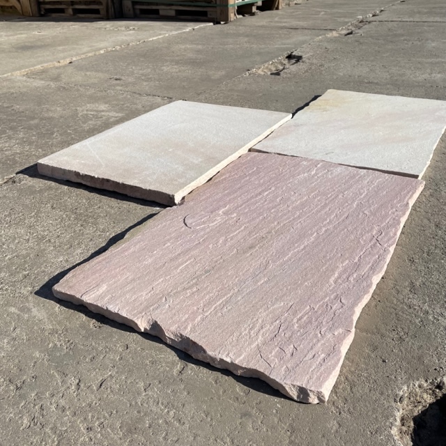SONDERSALE Quarzit Terrassenplatte Rosa Bahia 60x40x2,5-4 cm rosé-gelb-bunt Detail 2