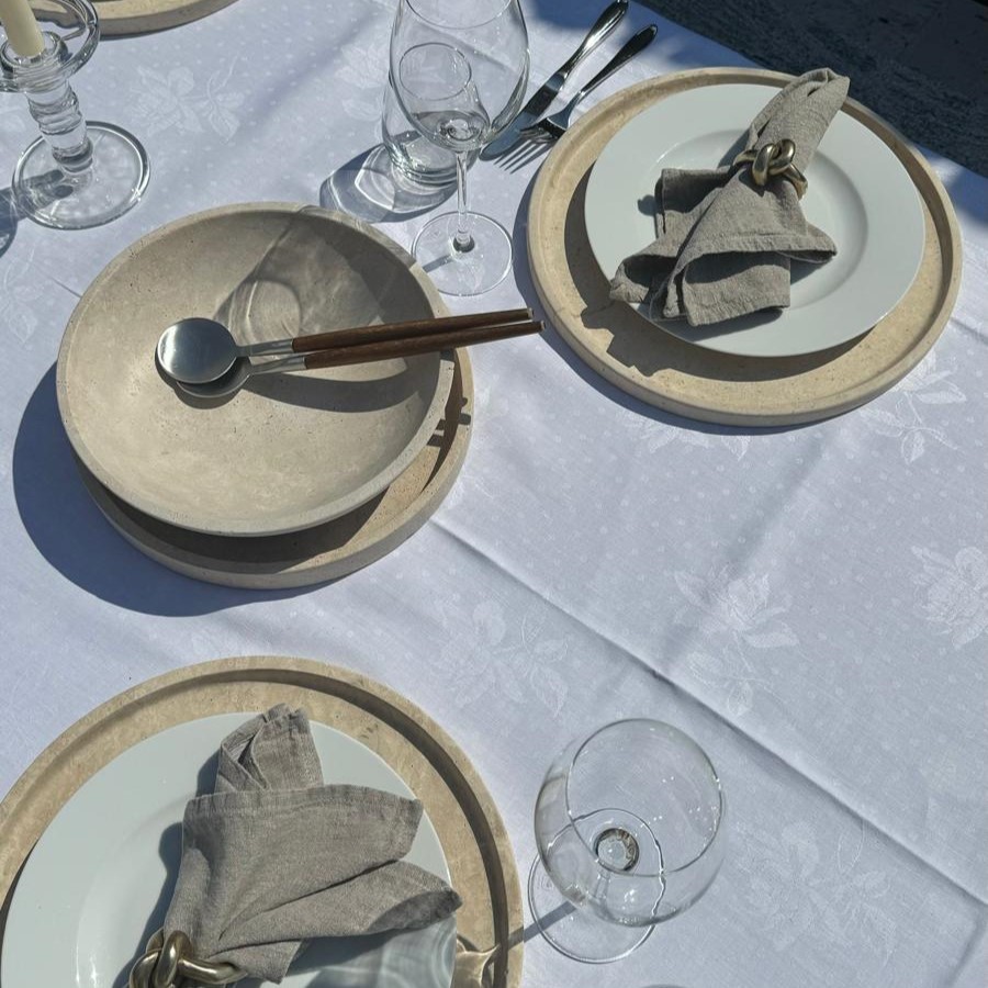 Travertin Deko-Teller Crema 35cm creme-beige Detail 2