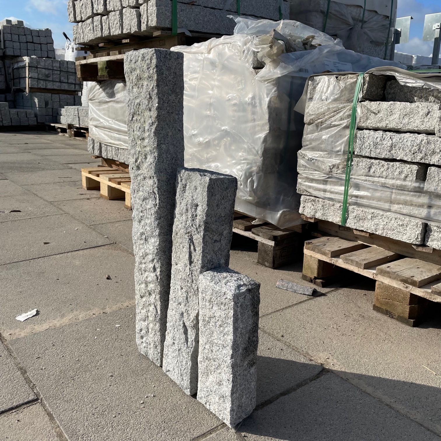 Granit Palisade 8x12x30 cm hellgrau Detail 2