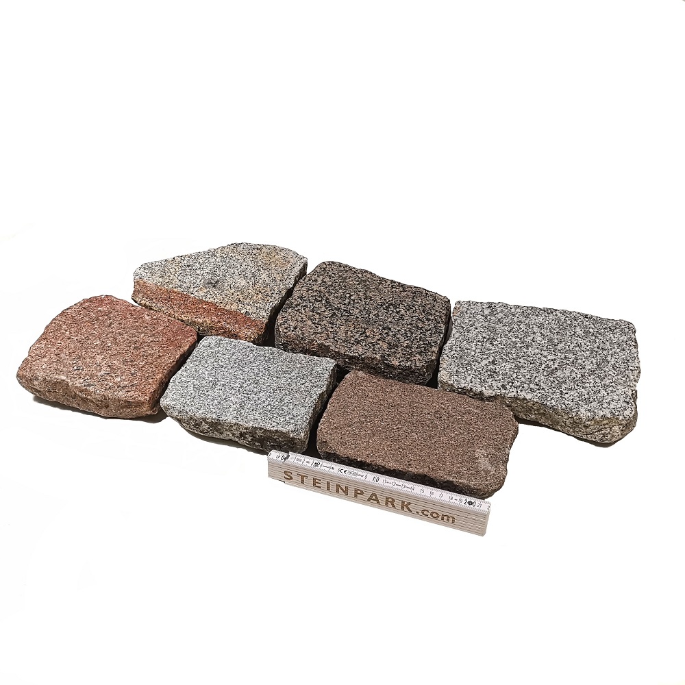 Edel Granit Pflasterplatte 3-9 cm rot-bunt regelmäßig bis unregelmäßig Edel Granit Pflasterplatte 3-9 cm rot-bunt regelmäßig bis unregelmäßig Detail 1
