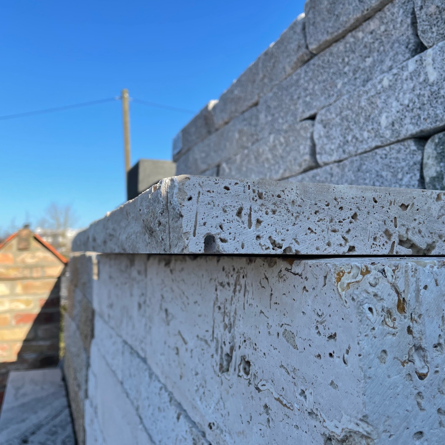 Travertin Abdeckplatte Crema 4x28x100 cm creme-beige Detail 3