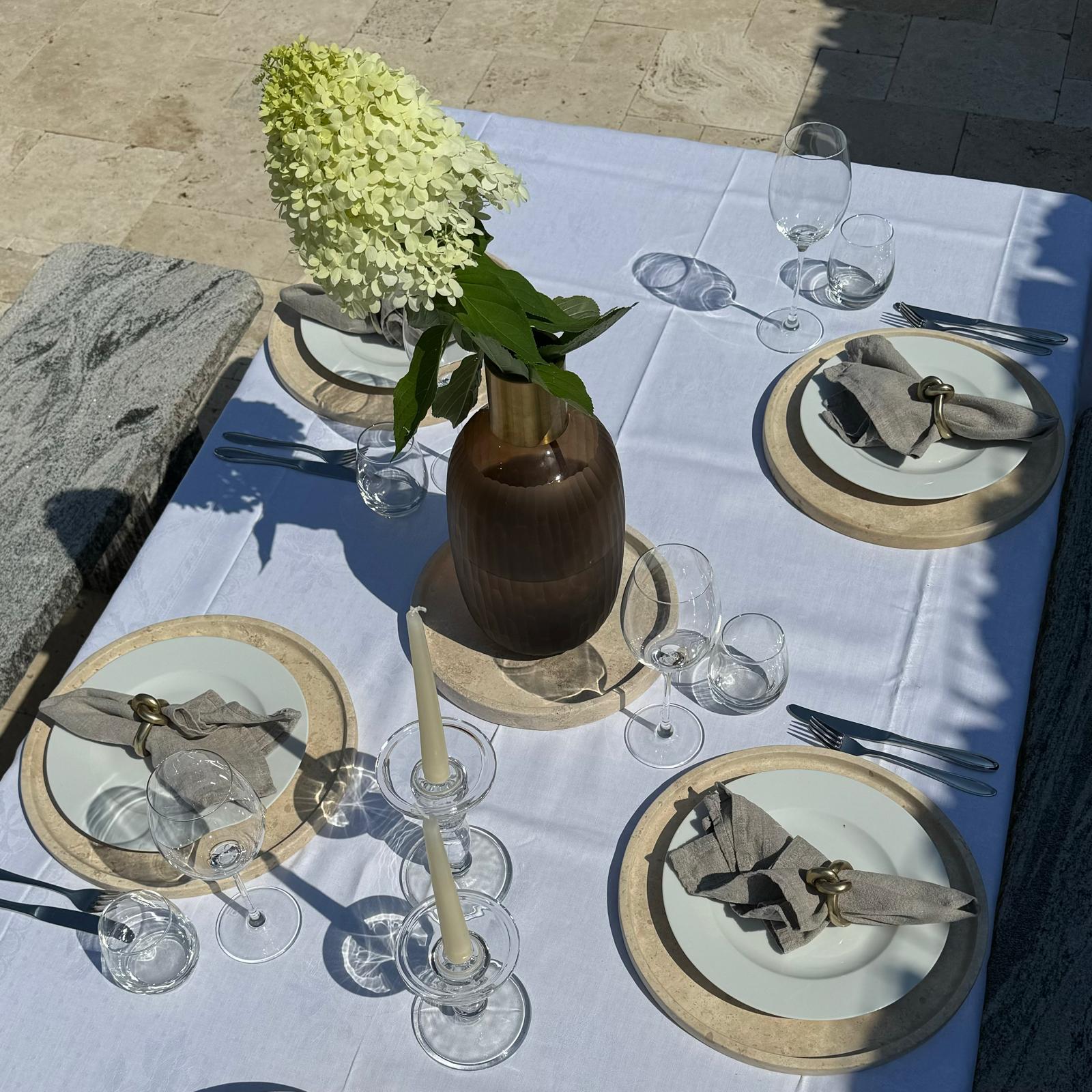 Travertin Deko-Teller Crema 35cm creme-beige Detail 1