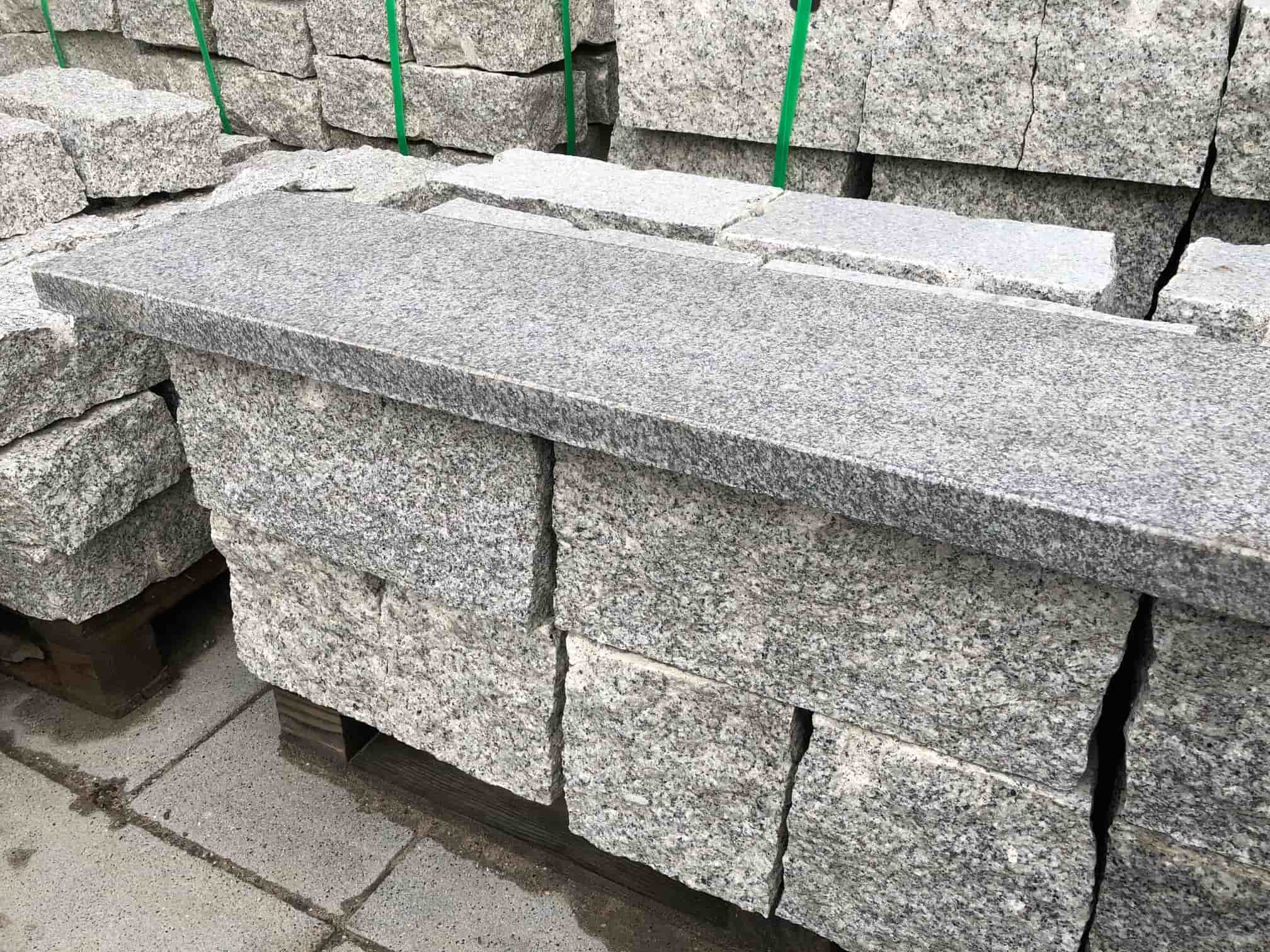 Granit Mauerabdeckung 100x28x4 cm hellgrau