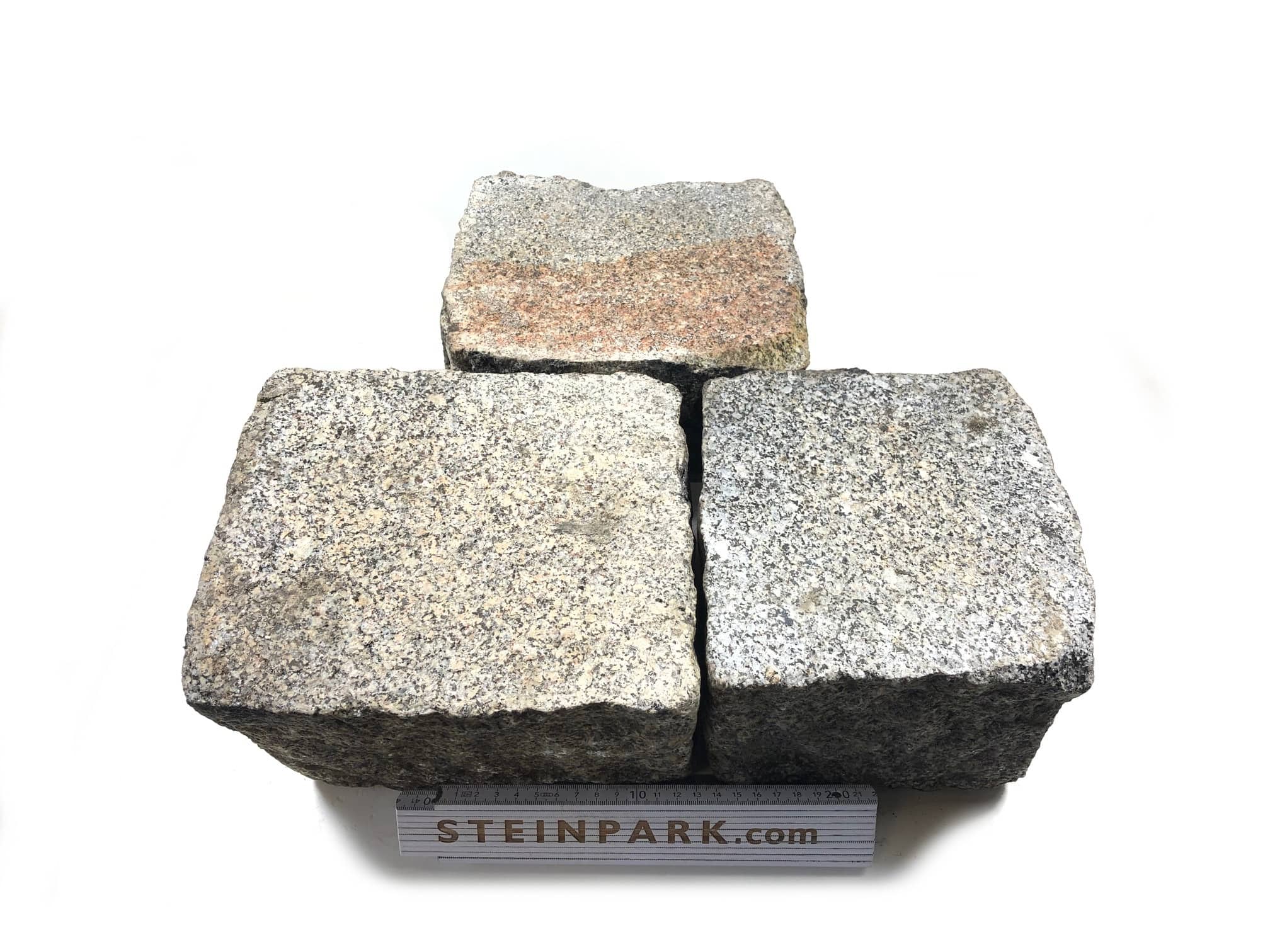 Edel Granit Pflasterplatte 12-13 cm grau regelmäßig