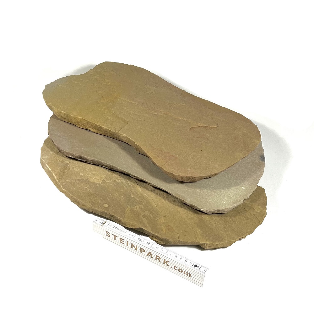 Quarz-Sandstein Trittplatten ca. 40-60×30-40×2,5-4 cm mint-gelb-grünlich