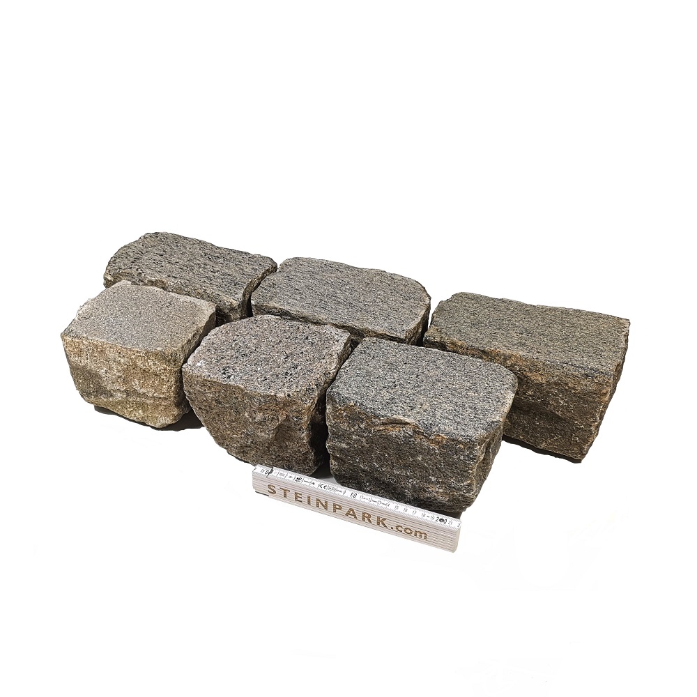 Edel Gneis/Granit Pflasterplatte geflammt 12-14 cm bunt